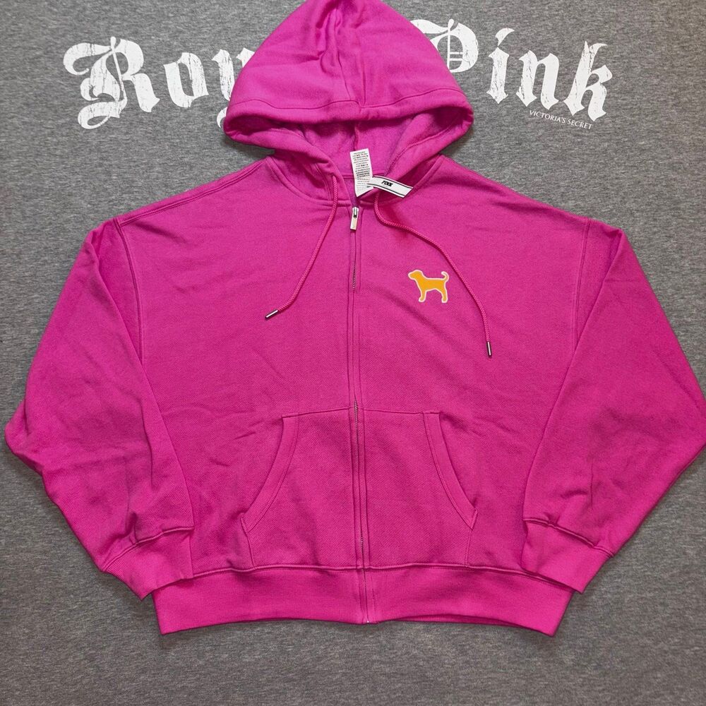 VS PINK Limited Edition Hot Pink & Orange Embroidered Pup Dog Logo Outfit - LG - Picture 3 of 10